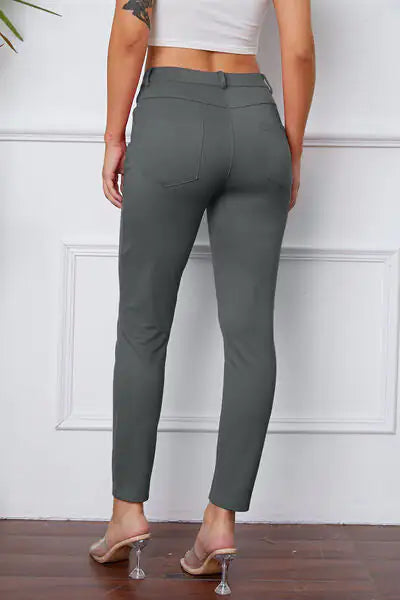 Essential Stretchy Stitch Pants | High-Rise Slim Fit Trousers