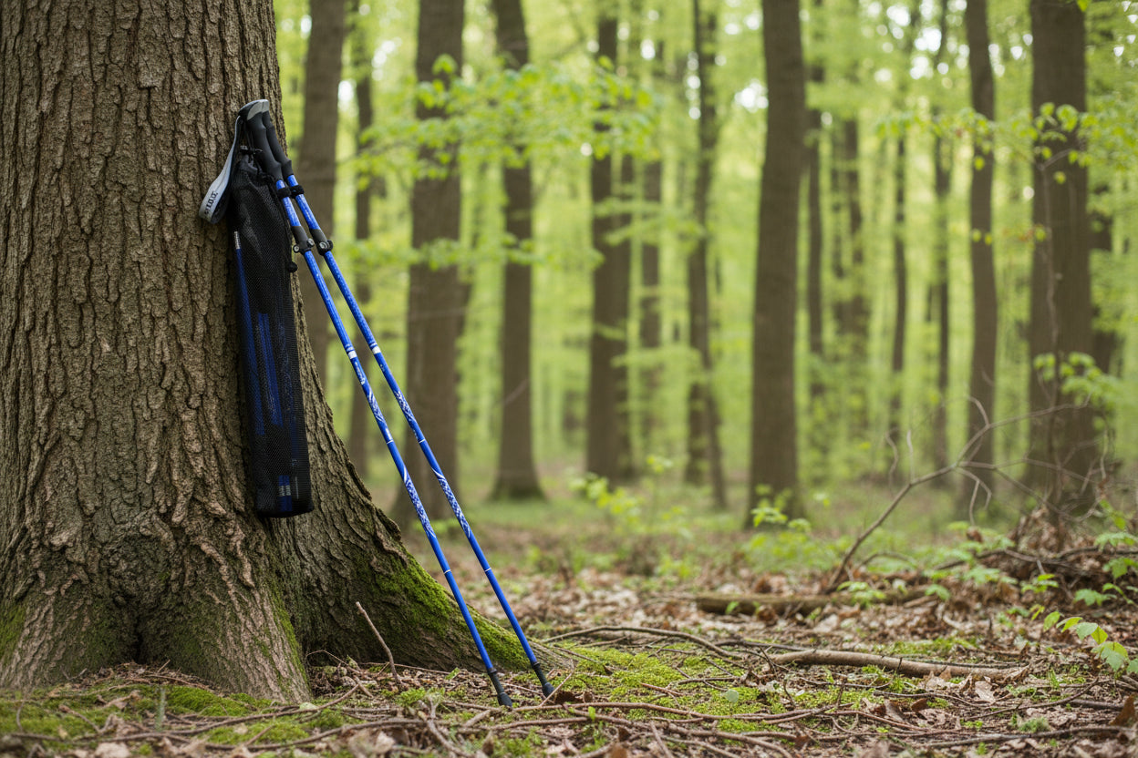 AOFUXTI Collapsible Lightweight Hiking Poles - Adjustable 53" Blue