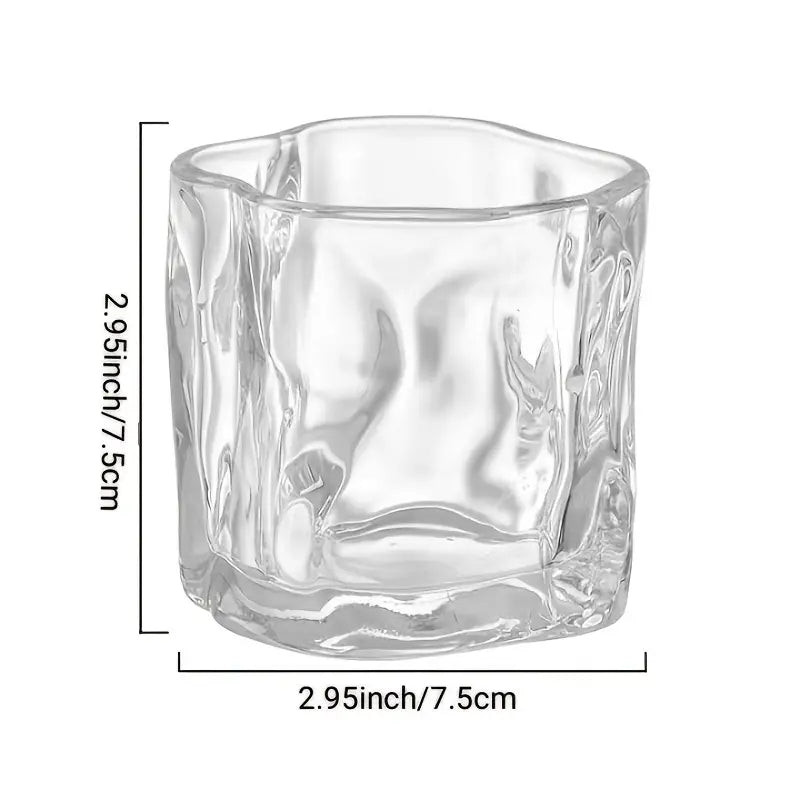 Irregular Geometric Glass Tumbler Set – Heat-Resistant Whiskey & Coffee Glasses (2 Pack)