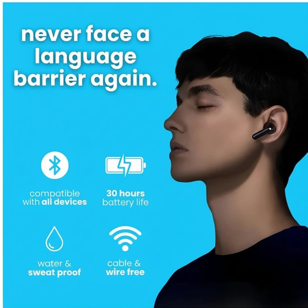 AI Translator Earbuds - Real - Time Translation in 144 Languages for Travel & Business - Hippopotamus Barn