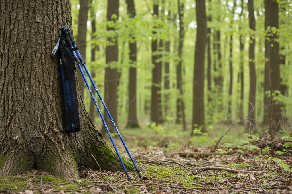 AOFUXTI Collapsible Lightweight Hiking Poles - Adjustable 53" Blue - Hippopotamus Barn