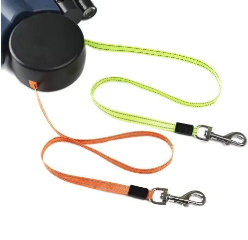 Auto Double Dog Leash | 360° No - Tangle Retractable Dual Lead - Hippopotamus Barn