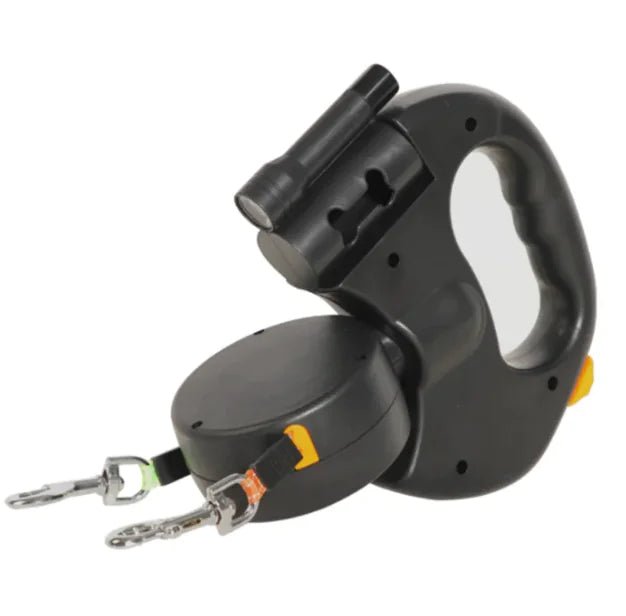 Auto Double Dog Leash | 360° No - Tangle Retractable Dual Lead - Hippopotamus Barn