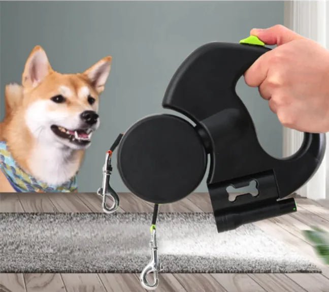 Auto Double Dog Leash | 360° No - Tangle Retractable Dual Lead - Hippopotamus Barn