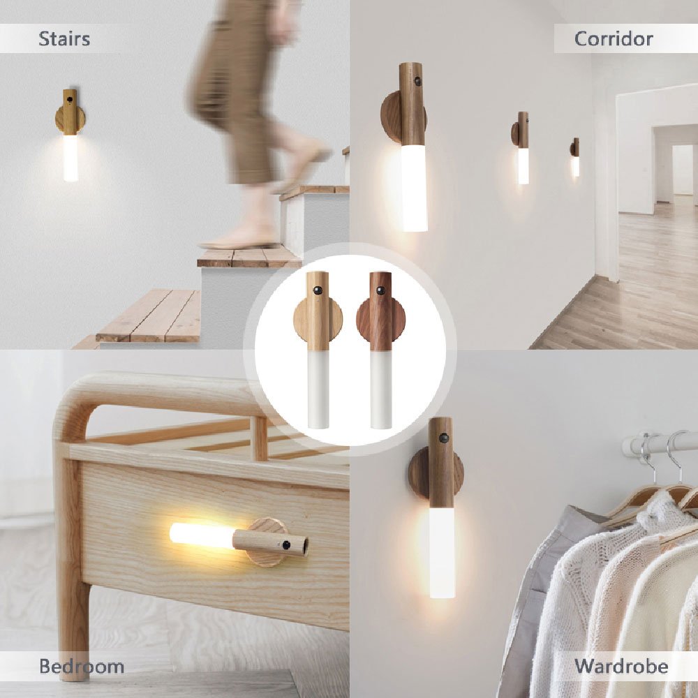 Wood USB Magnetic LED Night Light with Motion Sensor - Hippopotamus Barn