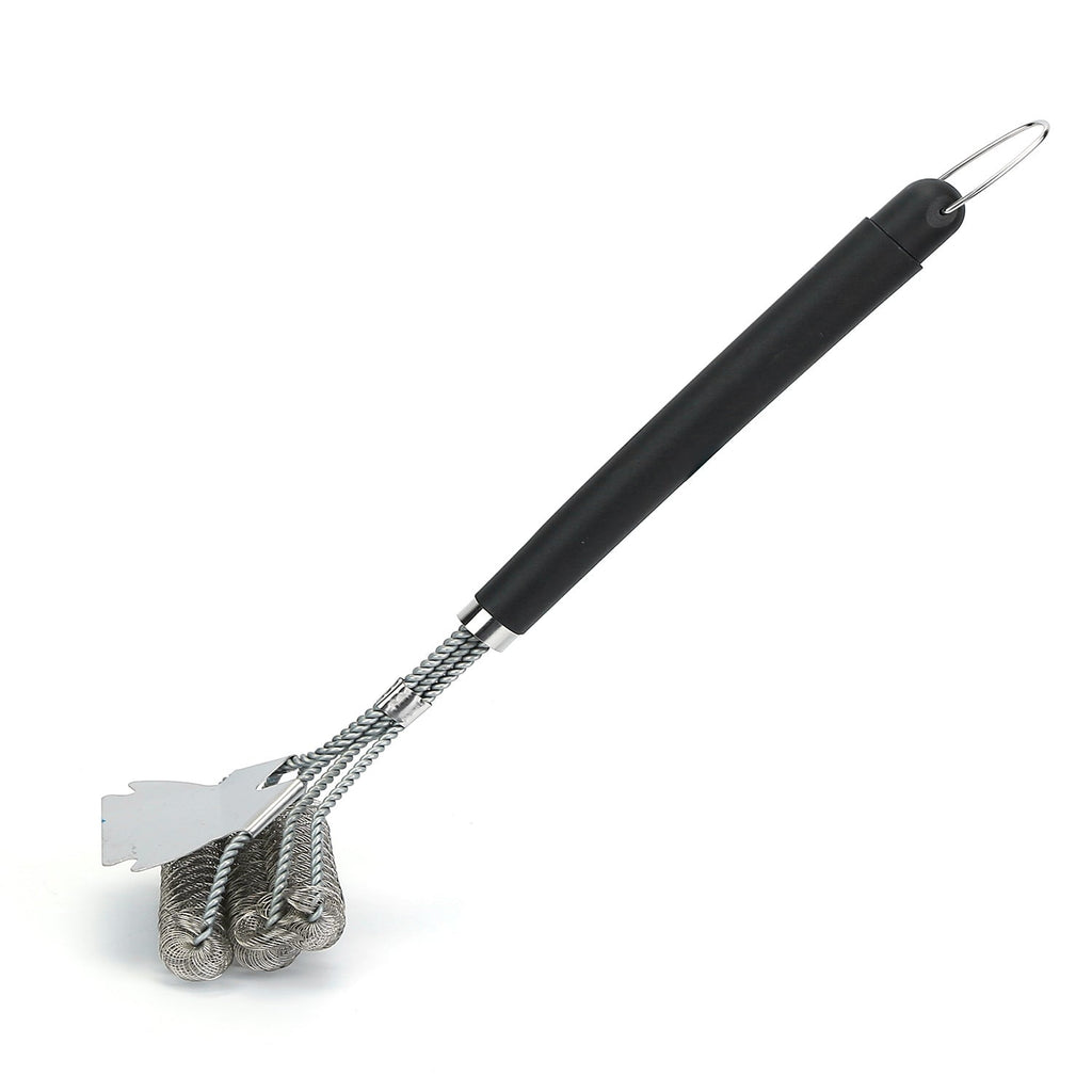BBQ Grill Brush with Scraper - 16.5" Stainless Steel Grill Cleaner with Stiff Bristles - Hippopotamus Barn