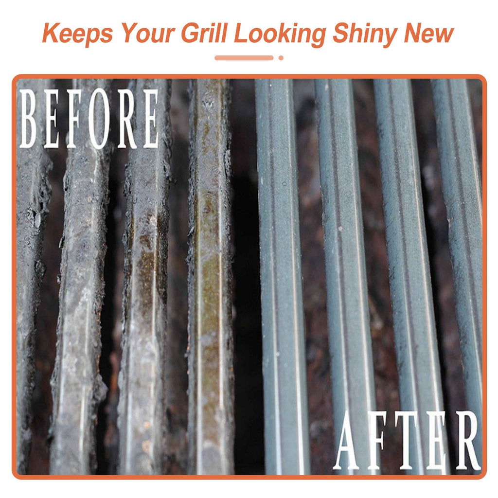 BBQ Grill Brush with Scraper - 16.5" Stainless Steel Grill Cleaner with Stiff Bristles - Hippopotamus Barn