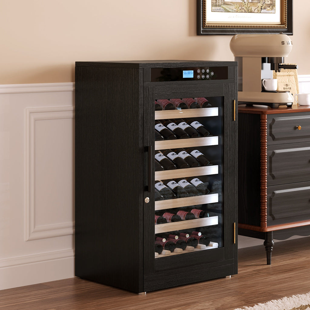 Black Wine Cooler Cabinet with LED Touch Screen & Constant Temperature Control - Hippopotamus Barn