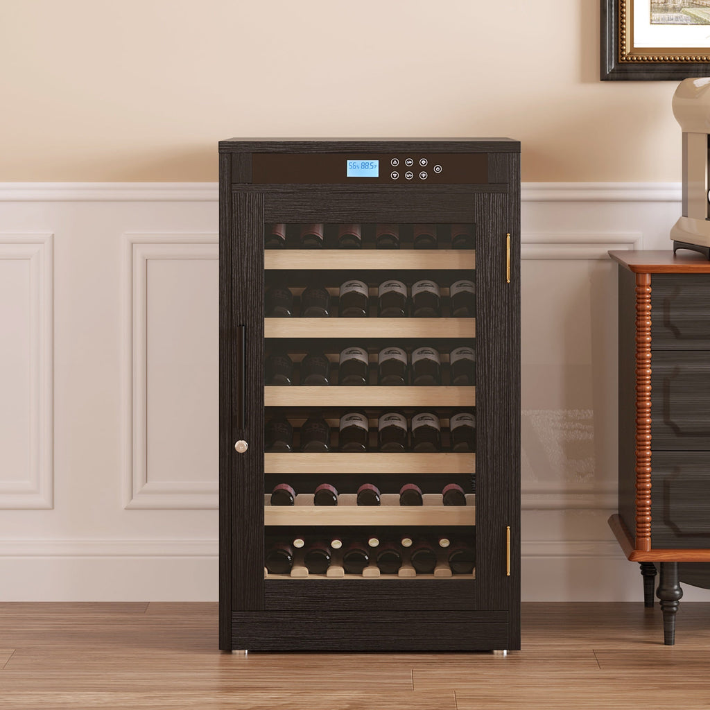 Black Wine Cooler Cabinet with LED Touch Screen & Constant Temperature Control - Hippopotamus Barn
