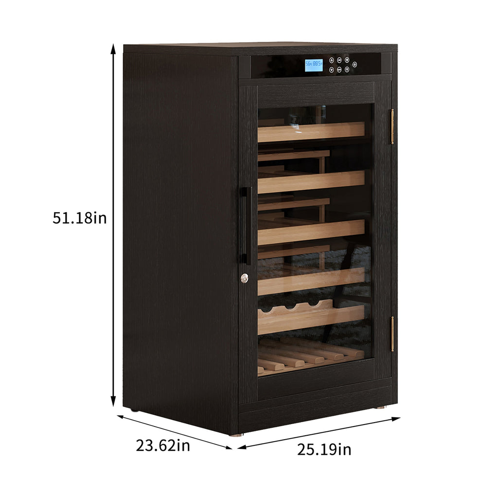Black Wine Cooler Cabinet with LED Touch Screen & Constant Temperature Control - Hippopotamus Barn