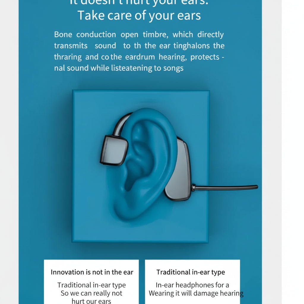 Bone Conduction Headphones - Bluetooth 5.1 Wireless Open - Ear Headset for Sports & Running - Hippopotamus Barn
