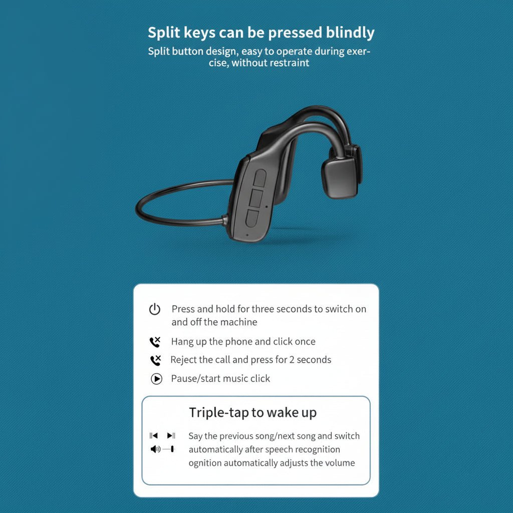 Bone Conduction Headphones - Bluetooth 5.1 Wireless Open - Ear Headset for Sports & Running - Hippopotamus Barn