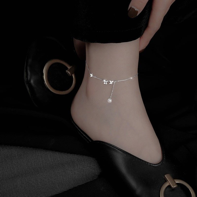 Butterfly Anklet for Women - Delicate Summer Ankle Bracelet with Adjustable Chain - Hippopotamus Barn