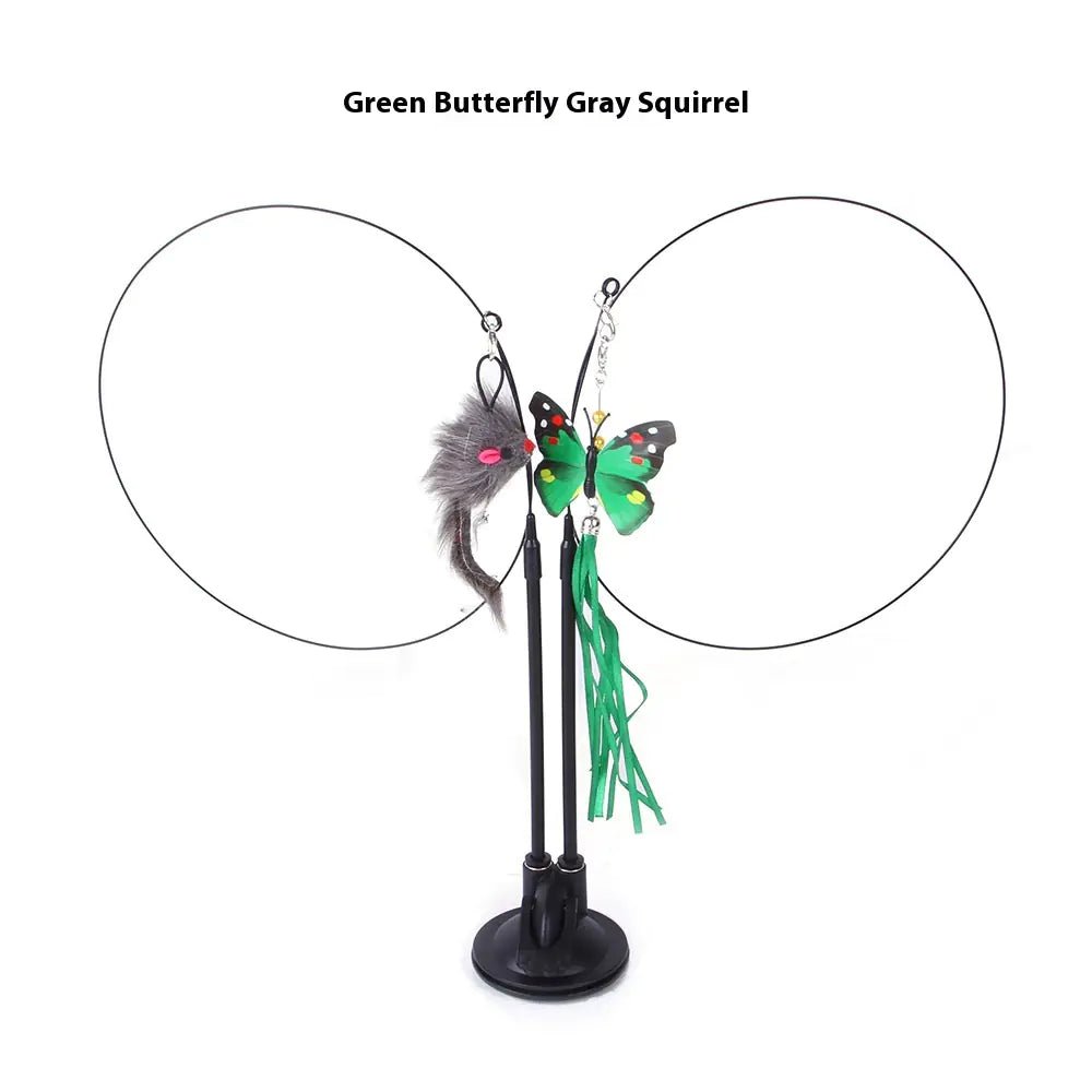 Cat Sucker Teaser Toy | Interactive Suction Cup Wand with Interchangeable Charms - Hippopotamus Barn