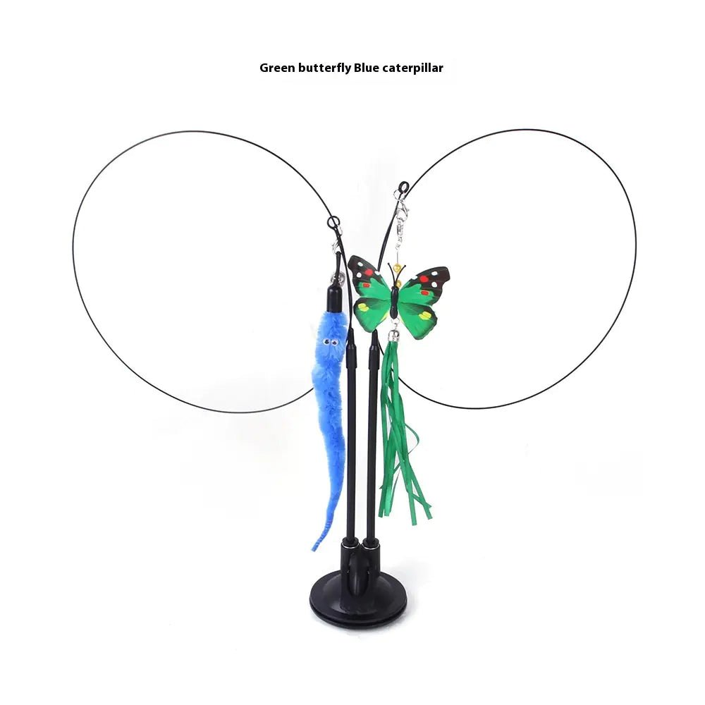 Cat Sucker Teaser Toy | Interactive Suction Cup Wand with Interchangeable Charms - Hippopotamus Barn