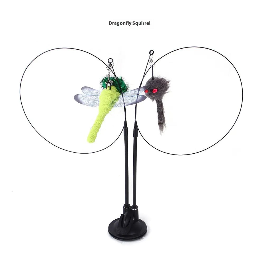 Cat Sucker Teaser Toy | Interactive Suction Cup Wand with Interchangeable Charms - Hippopotamus Barn