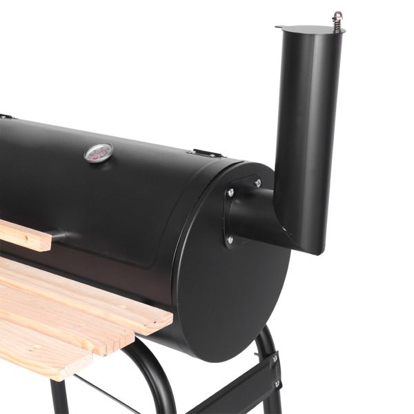 Charcoal Grill with Offset Smoker - Portable BBQ Grill with Wheels - Hippopotamus Barn