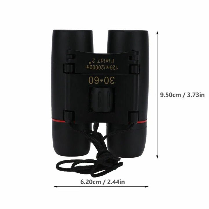 Compact Binoculars 30x60 Zoom - Folding Travel Telescope for Hunting Bird Watching - Hippopotamus Barn
