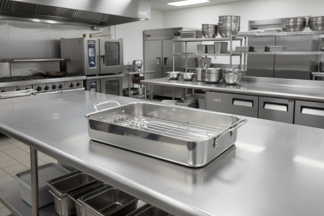 Cuisinart Chef's Classic 14 - Inch Lasagna Pan | Stainless Steel with Roasting Rack - Hippopotamus Barn