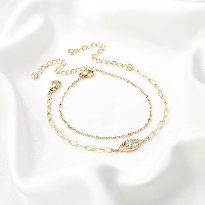 Dainty Gold Bracelets for Women - 14K Gold Filled Layered Bracelet with Adjustable Chain - Hippopotamus Barn