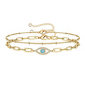 Dainty Gold Bracelets for Women - 14K Gold Filled Layered Bracelet with Adjustable Chain - Hippopotamus Barn