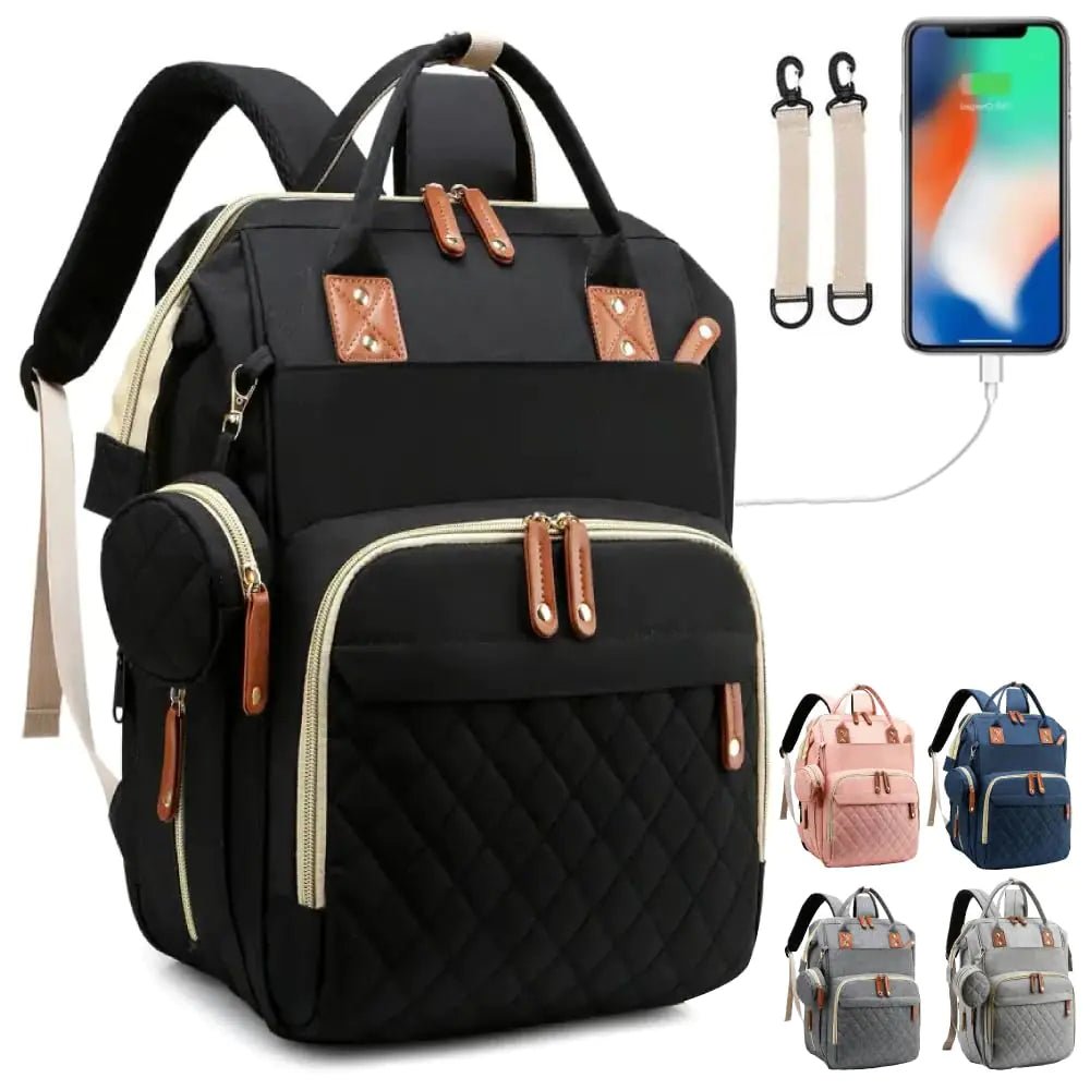 Dalaura Ultralight Diaper Backpack | Unisex Travel Baby Bag with Changing Mat (Black) - Hippopotamus Barn