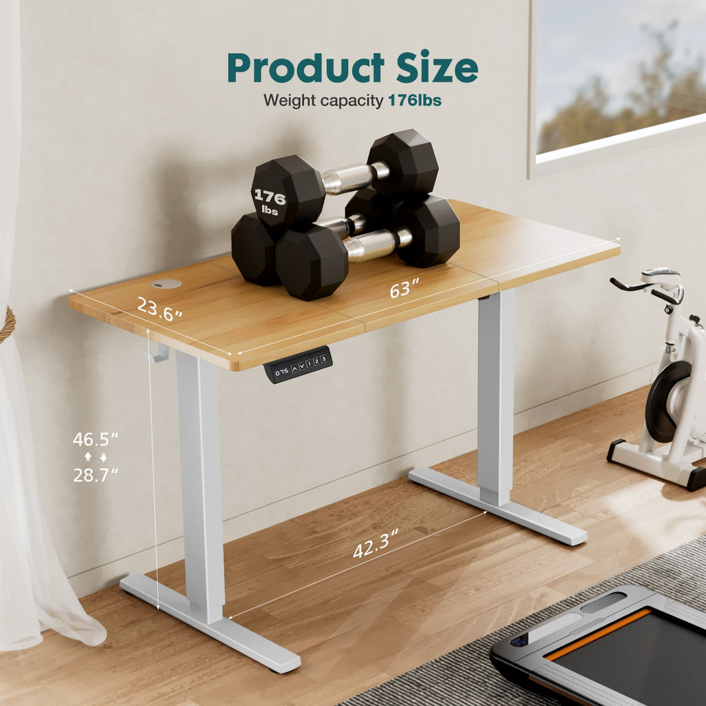 Electric Standing Desk 63x24 - Adjustable Height Sit Stand Desk for Home Office - Hippopotamus Barn