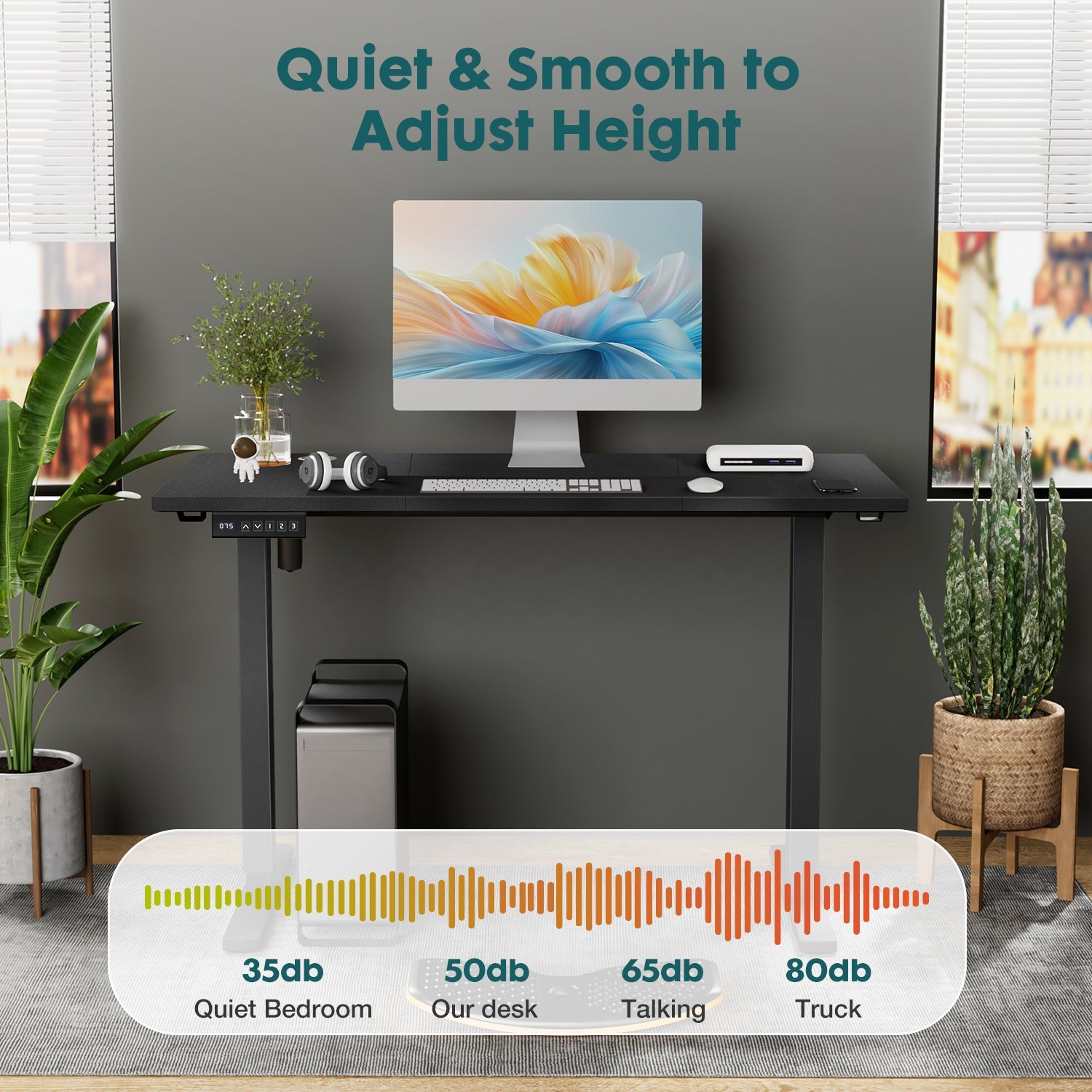 Electric Standing Desk 63x24 - Adjustable Height Sit Stand Desk for Home Office - Hippopotamus Barn