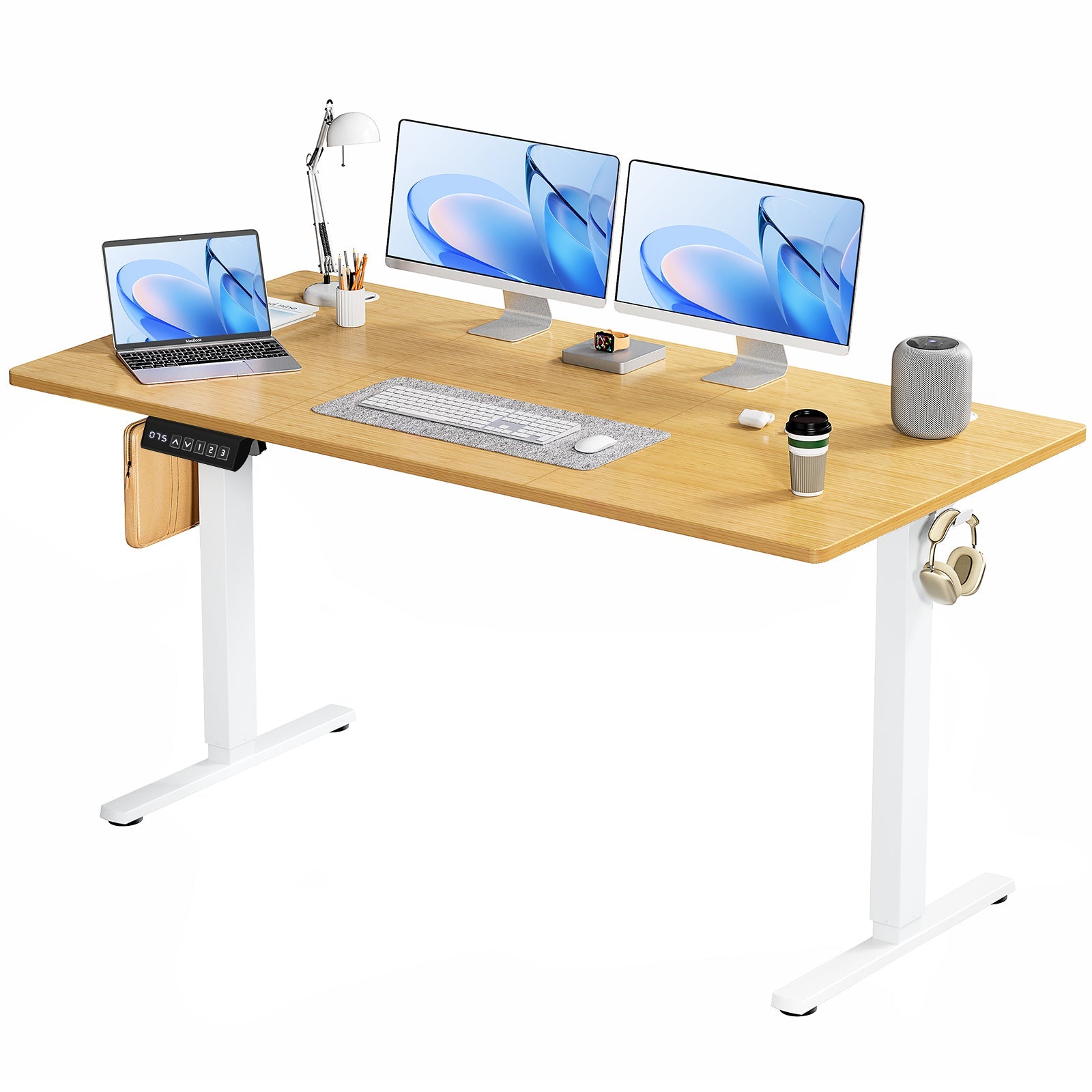 Electric Standing Desk 63x24 - Adjustable Height Sit Stand Desk for Home Office - Hippopotamus Barn
