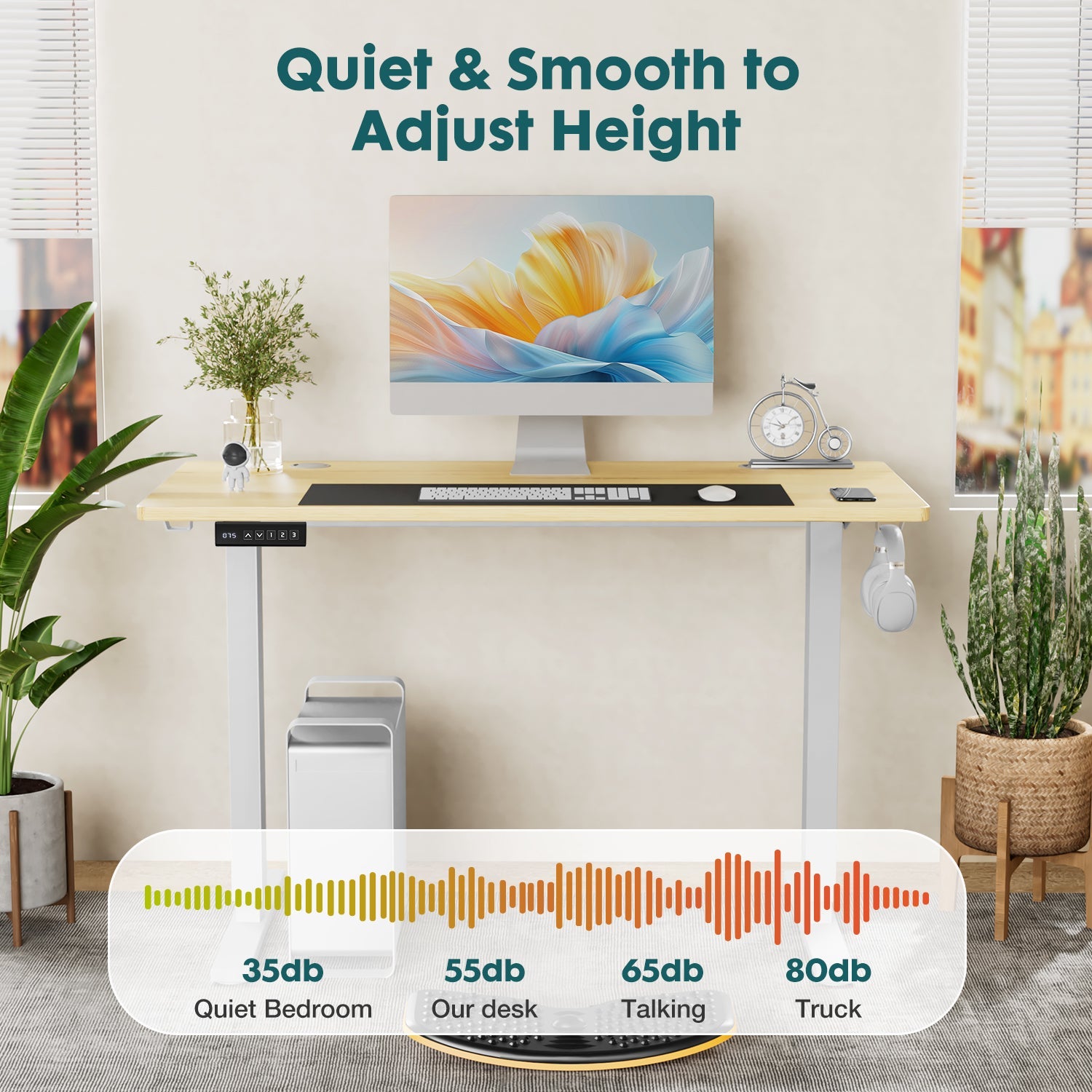Electric Standing Desk 63x24 - Adjustable Height Sit Stand Desk for Home Office - Hippopotamus Barn
