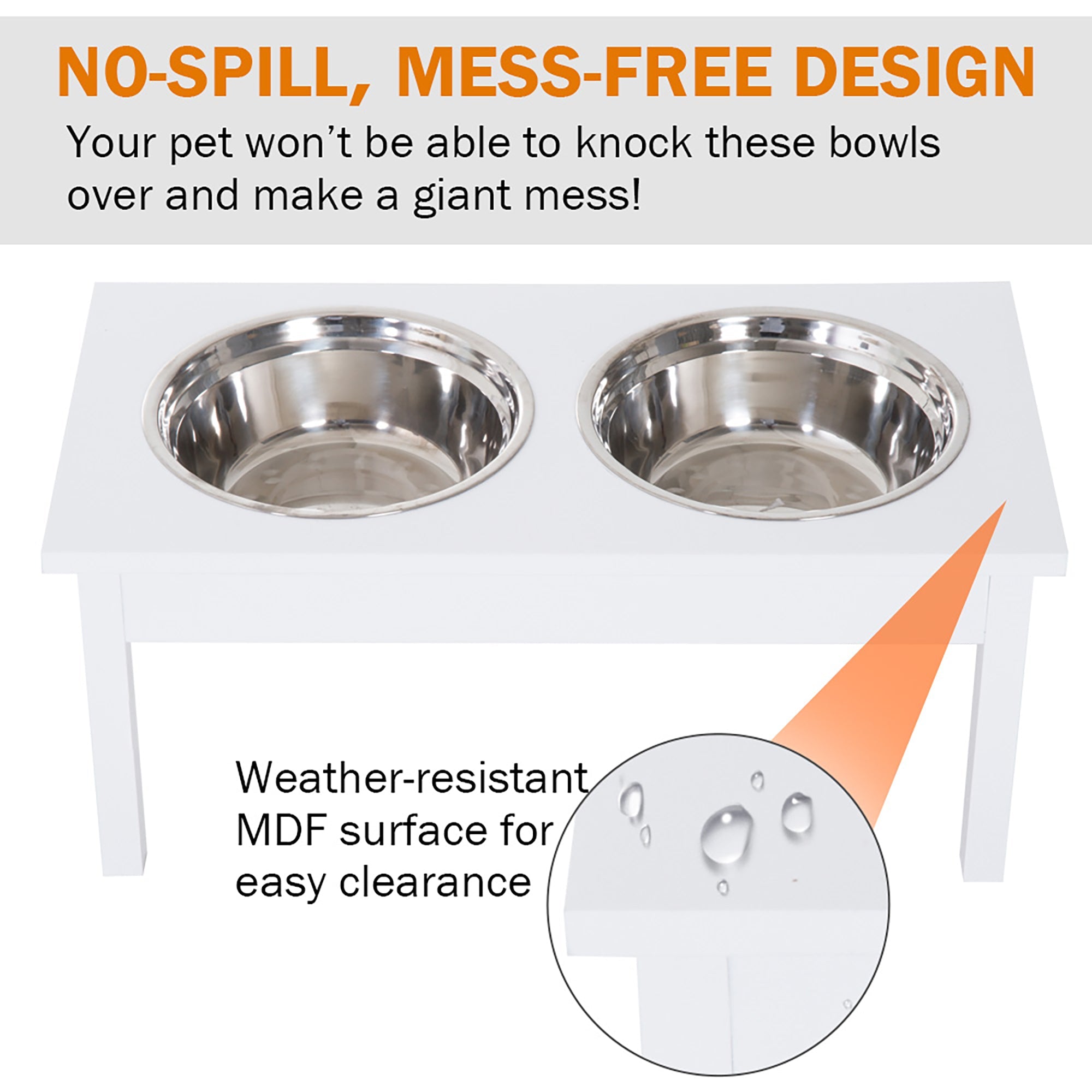 Elevated Dog Bowls 23" Raised Feeding Station - Wooden Stand with 2 Stainless Steel Bowls - Hippopotamus Barn