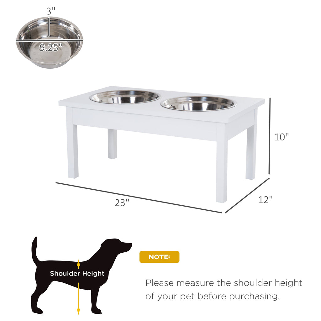 Elevated Dog Bowls 23" Raised Feeding Station - Wooden Stand with 2 Stainless Steel Bowls - Hippopotamus Barn