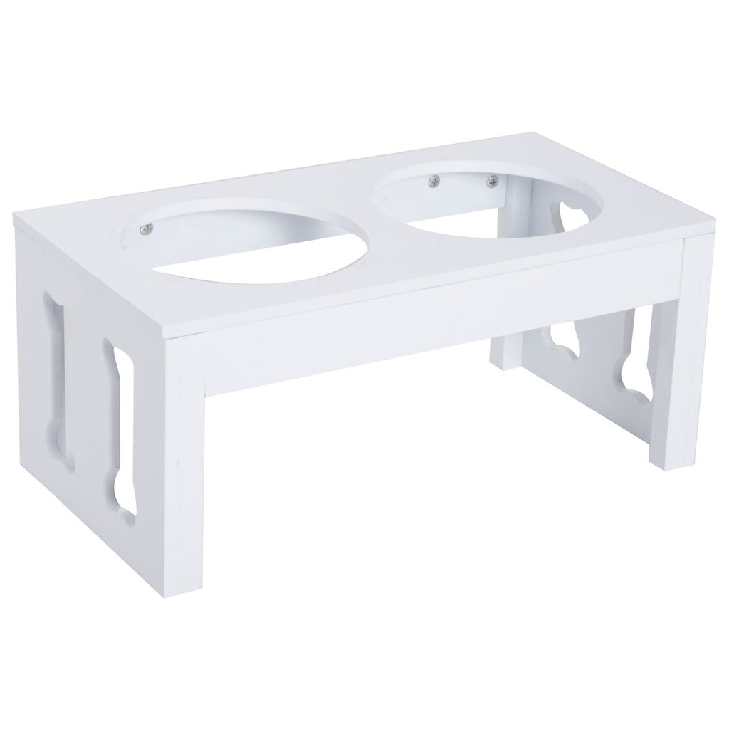 Elevated Dog Bowls Raised Feeding Station - 23" Wooden Stand with 2 Stainless Steel Bowls - Hippopotamus Barn