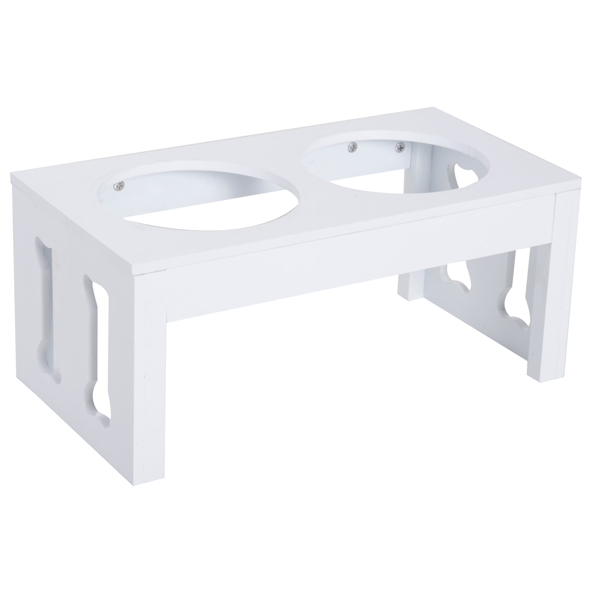 Elevated Dog Bowls Raised Feeding Station - 23" Wooden Stand with 2 Stainless Steel Bowls - Hippopotamus Barn