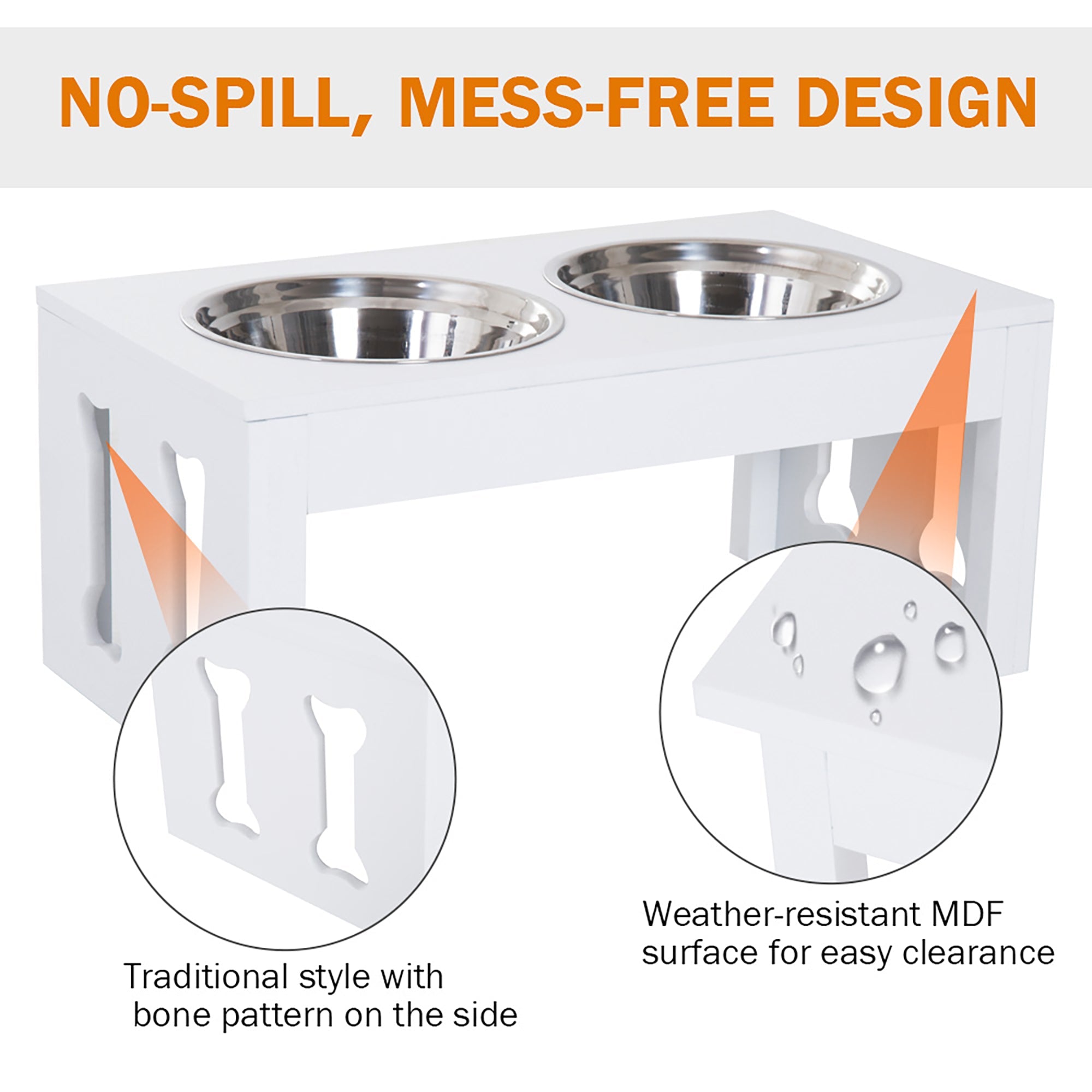 Elevated Dog Bowls Raised Feeding Station - 23" Wooden Stand with 2 Stainless Steel Bowls - Hippopotamus Barn