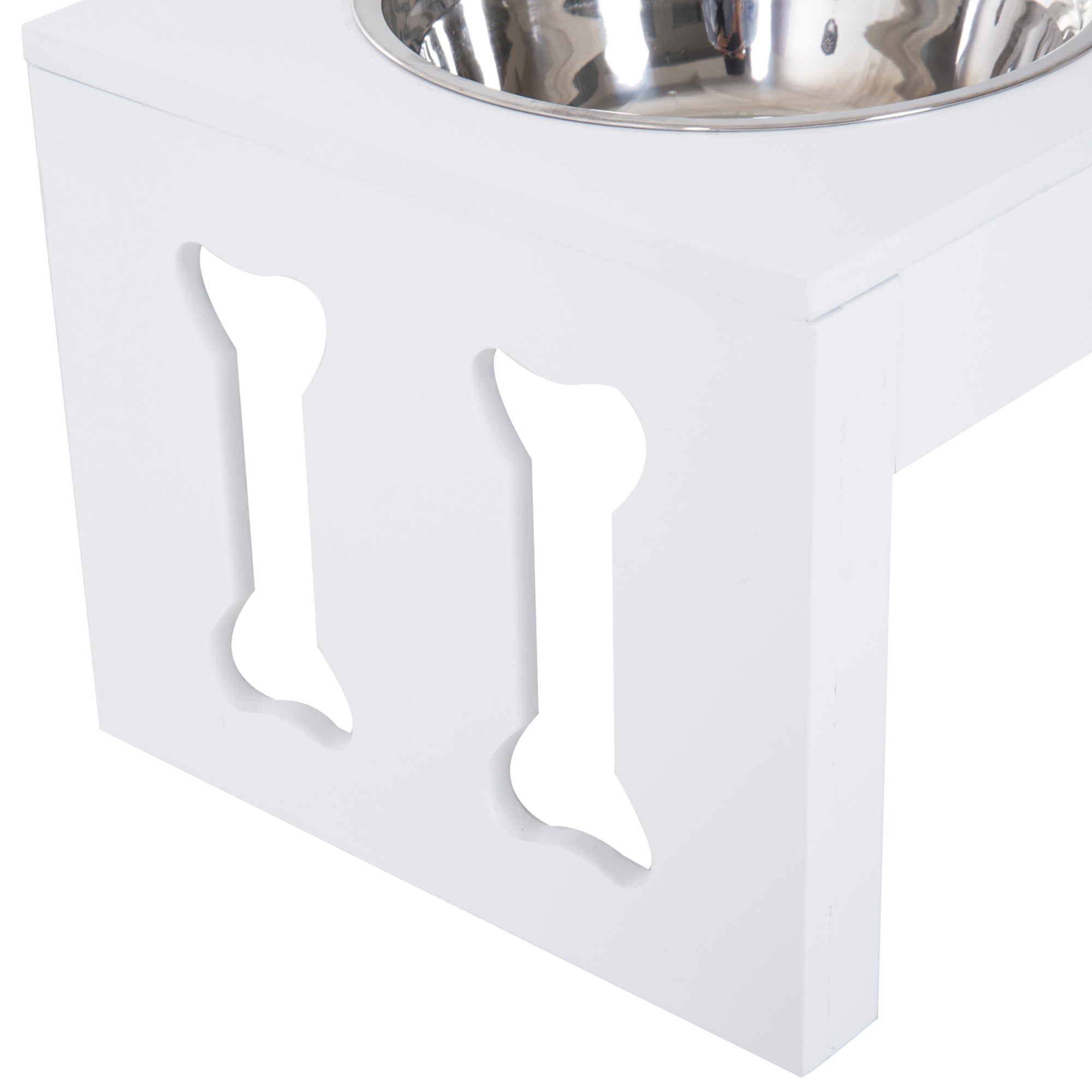 Elevated Dog Bowls Raised Feeding Station - 23" Wooden Stand with 2 Stainless Steel Bowls - Hippopotamus Barn