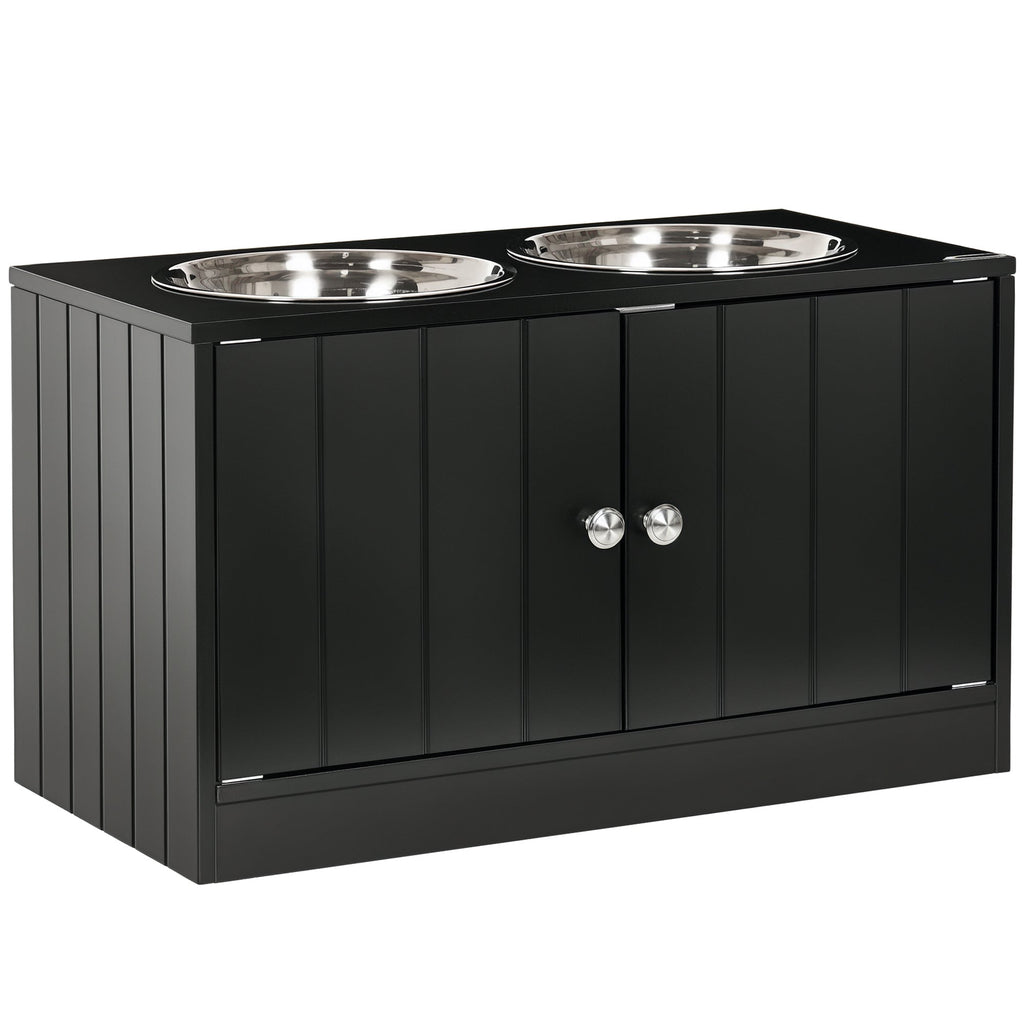 Elevated Dog Bowls with Storage Cabinet - Large Raised Dog Feeding Station 44L - Hippopotamus Barn