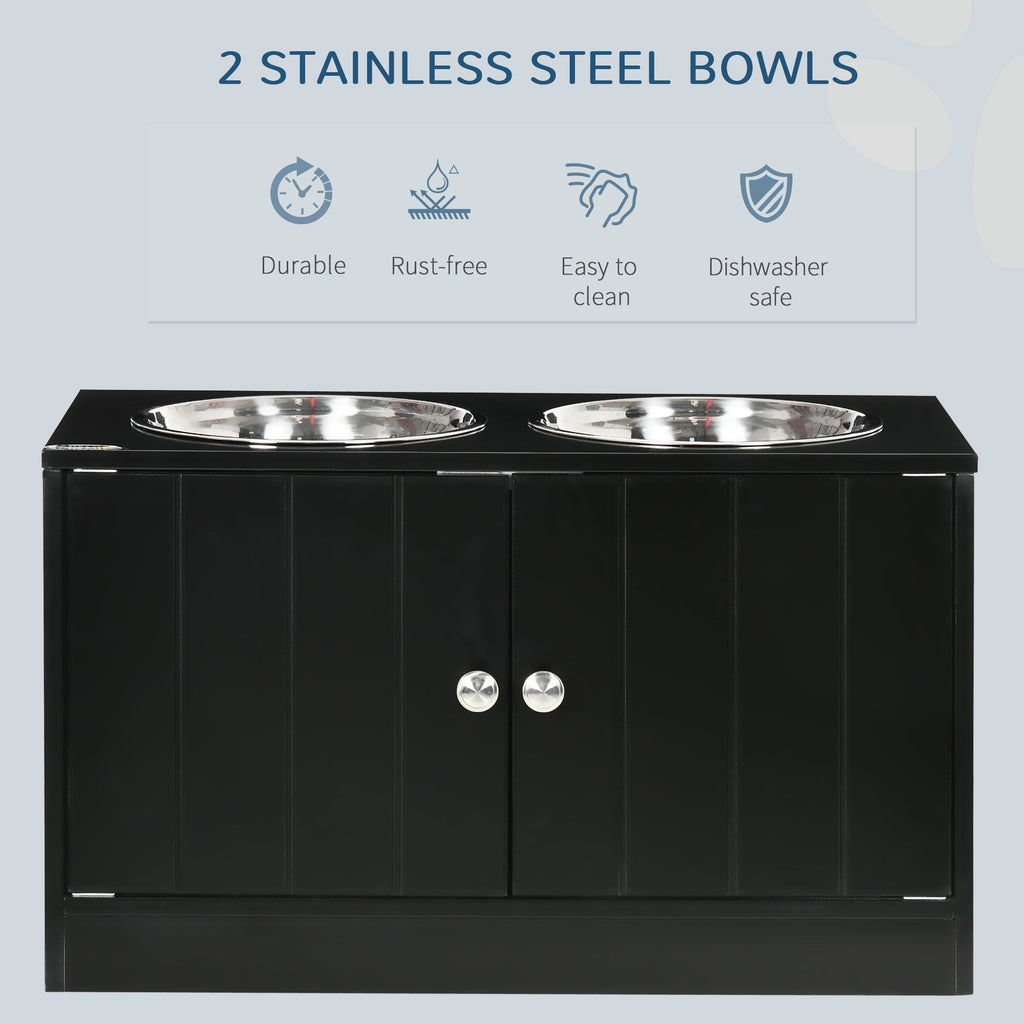 Elevated Dog Bowls with Storage Cabinet - Large Raised Dog Feeding Station 44L - Hippopotamus Barn