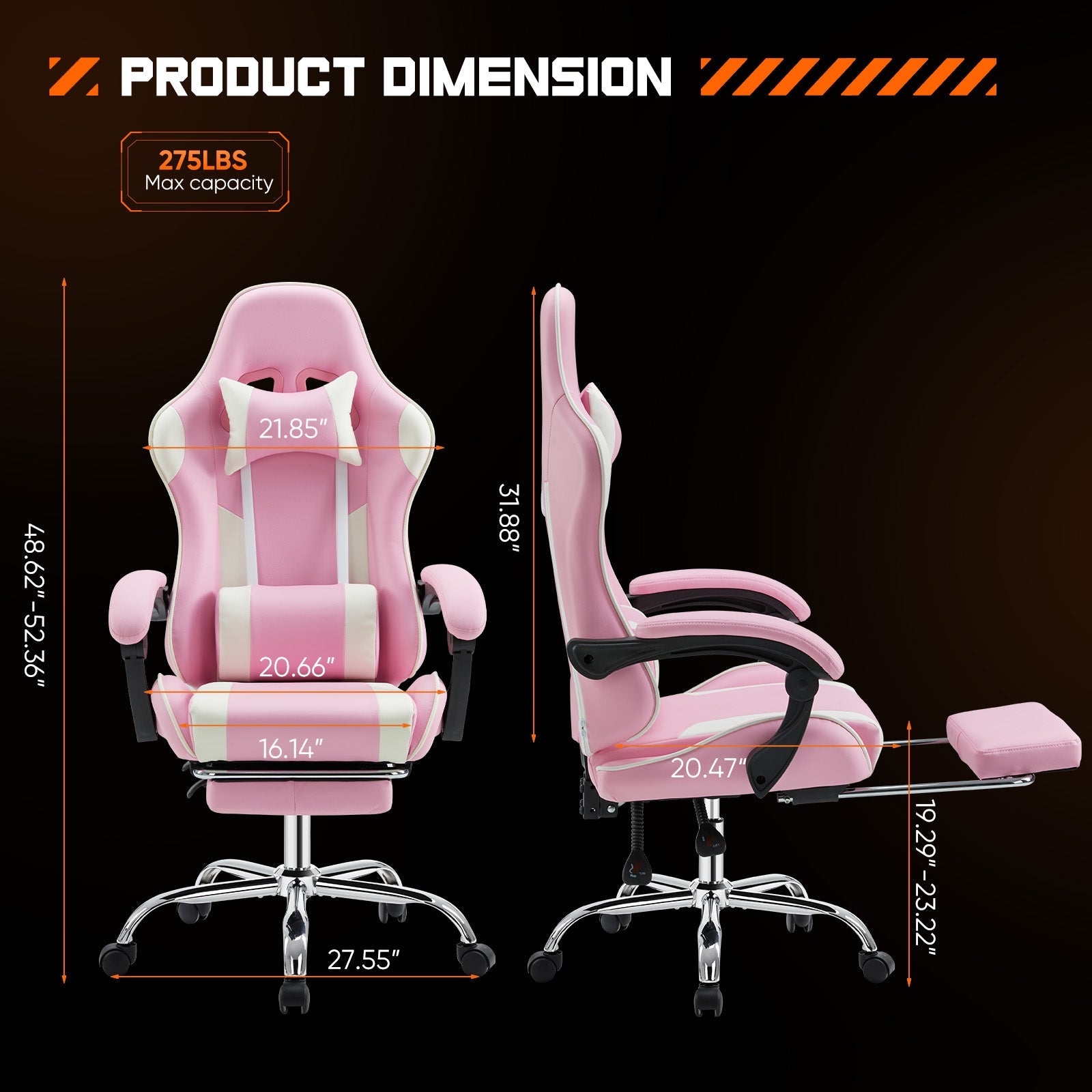 Ergonomic Gaming Chair with Lumbar Support - High Back Office Chair - Hippopotamus Barn