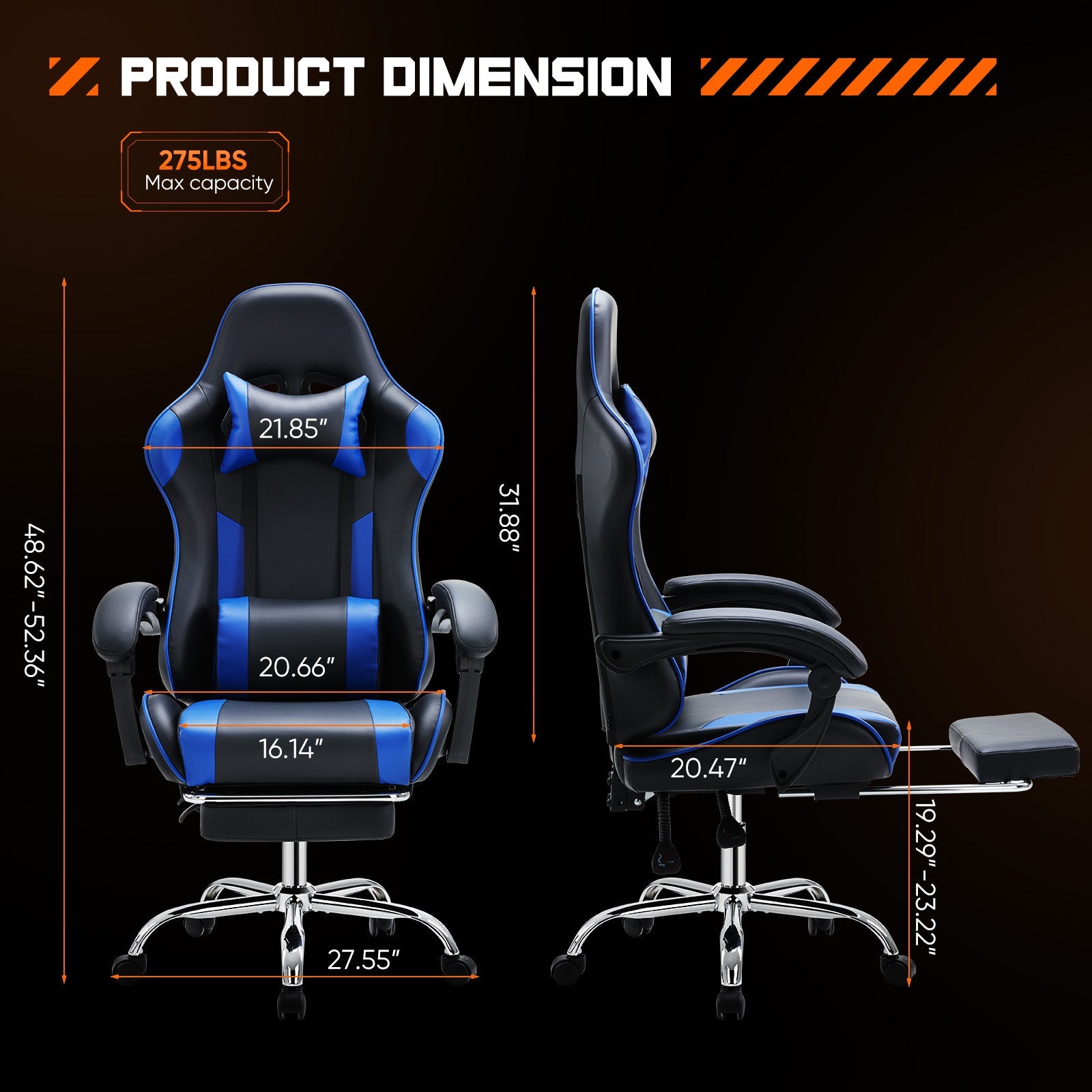 Ergonomic Gaming Chair with Lumbar Support - High Back Office Chair - Hippopotamus Barn