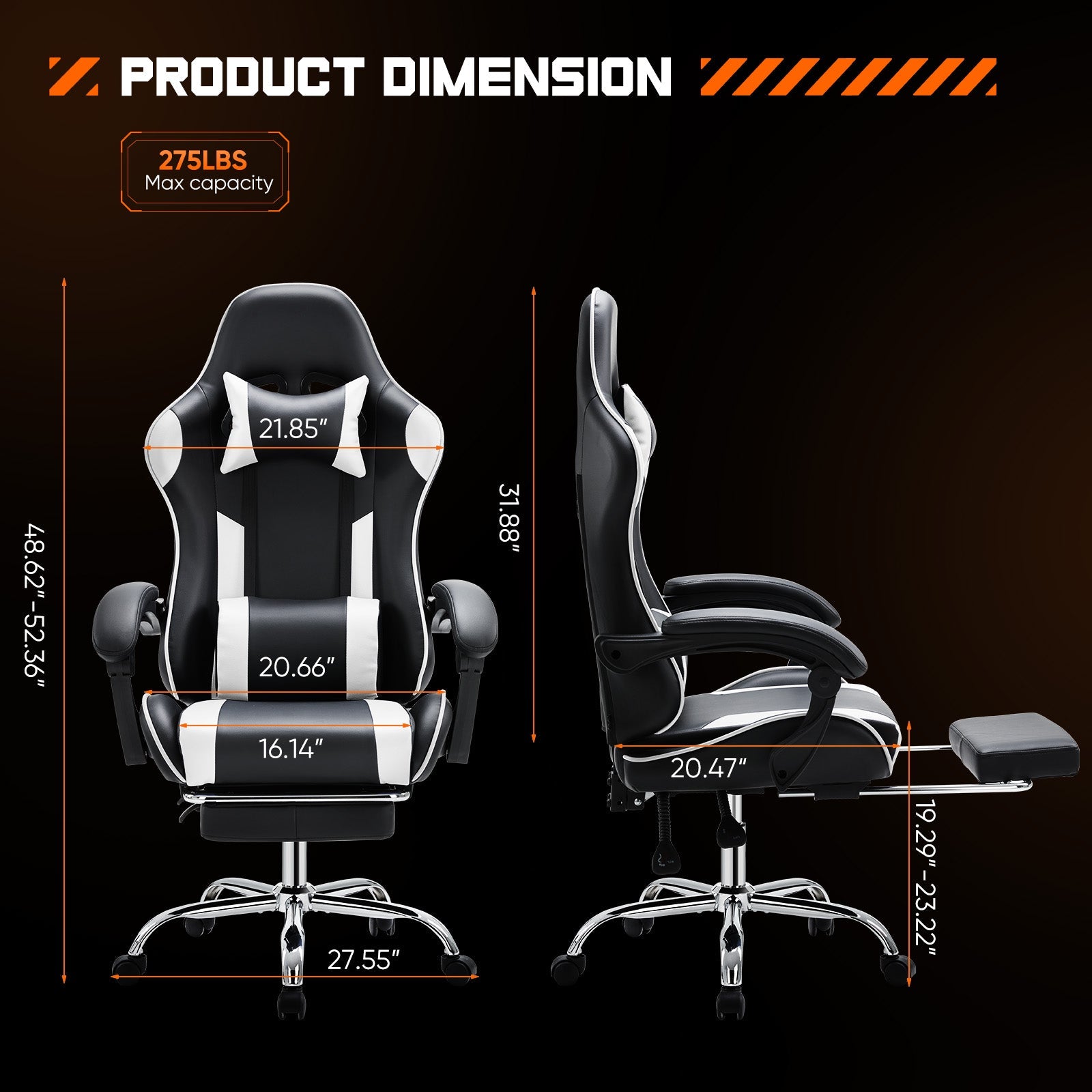 Ergonomic Gaming Chair with Lumbar Support - High Back Office Chair - Hippopotamus Barn