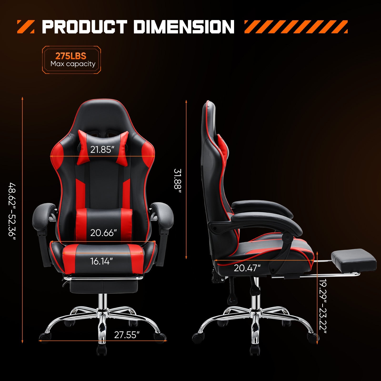 Ergonomic Gaming Chair with Lumbar Support - High Back Office Chair - Hippopotamus Barn