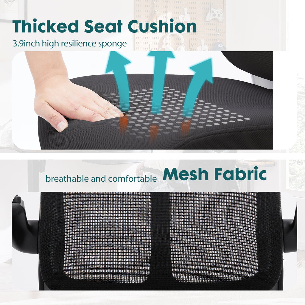 Ergonomic Mesh Office Chair with Lumbar Support & Flip - Up Arms - Hippopotamus Barn