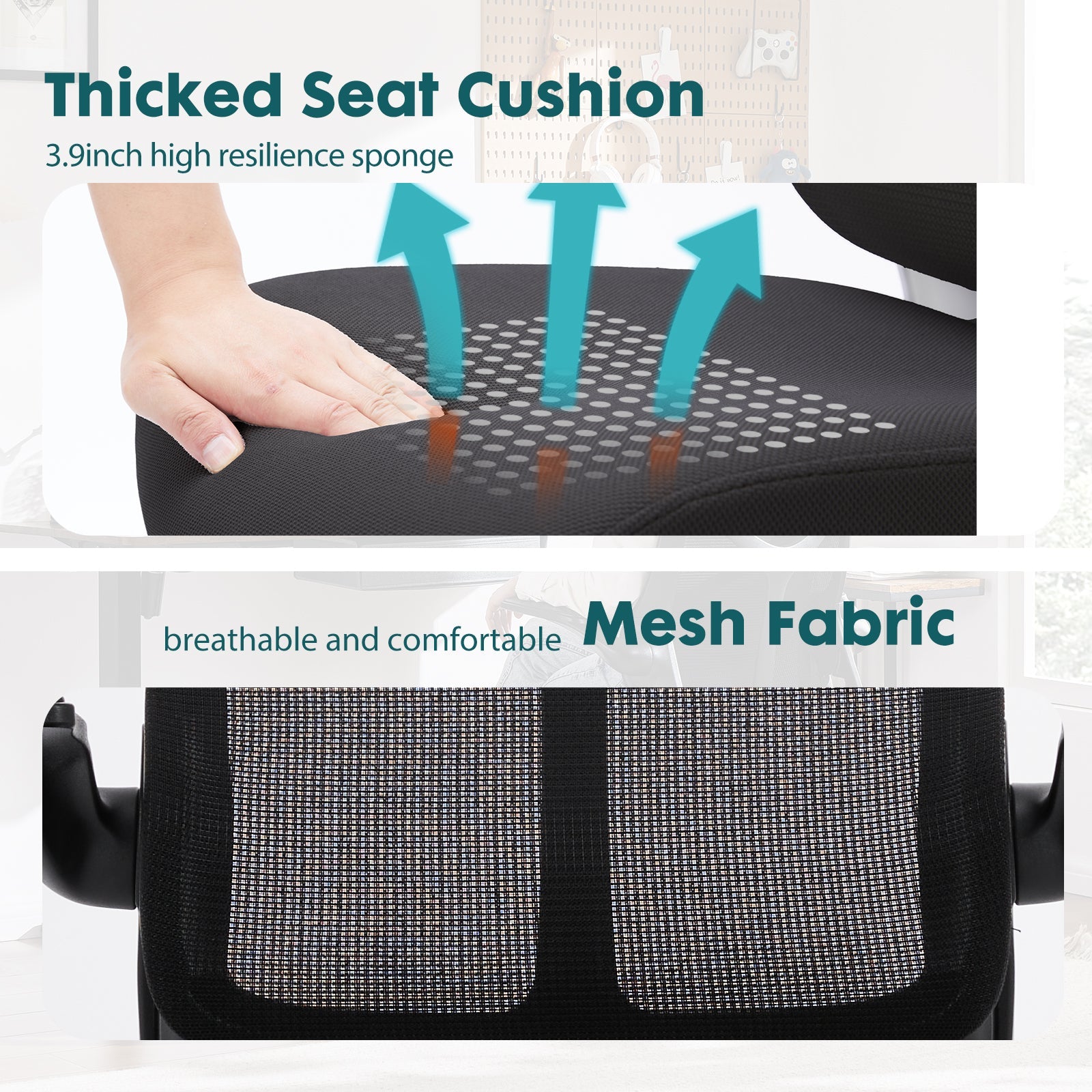 Ergonomic Mesh Office Chair with Lumbar Support & Flip - Up Arms - Hippopotamus Barn