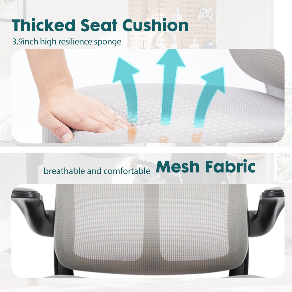 Ergonomic Mesh Office Chair with Lumbar Support & Flip - Up Arms - Hippopotamus Barn