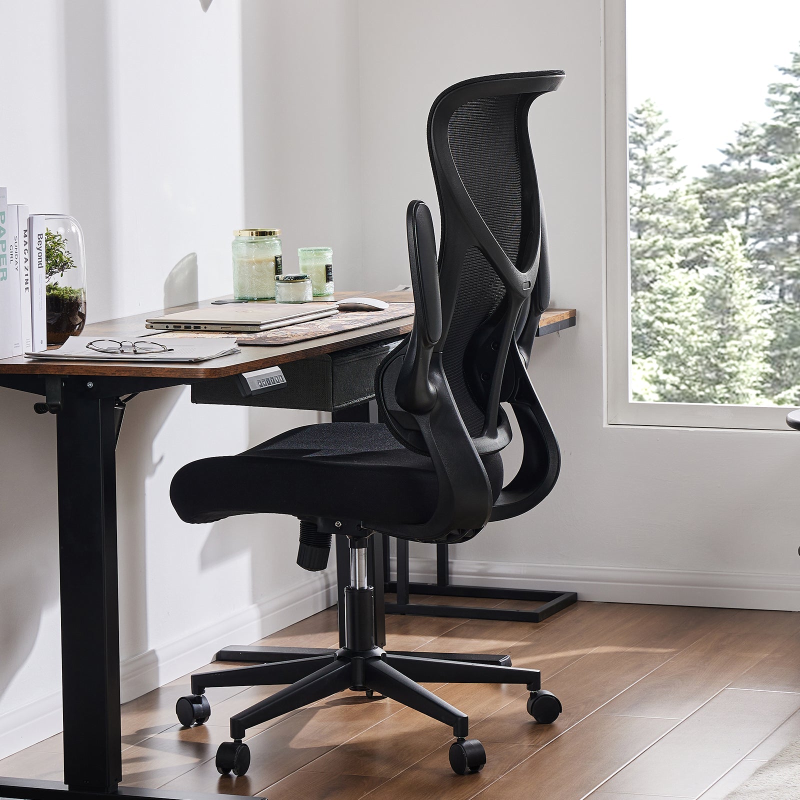 Ergonomic Mesh Office Chair with Lumbar Support & Flip - Up Arms - Hippopotamus Barn