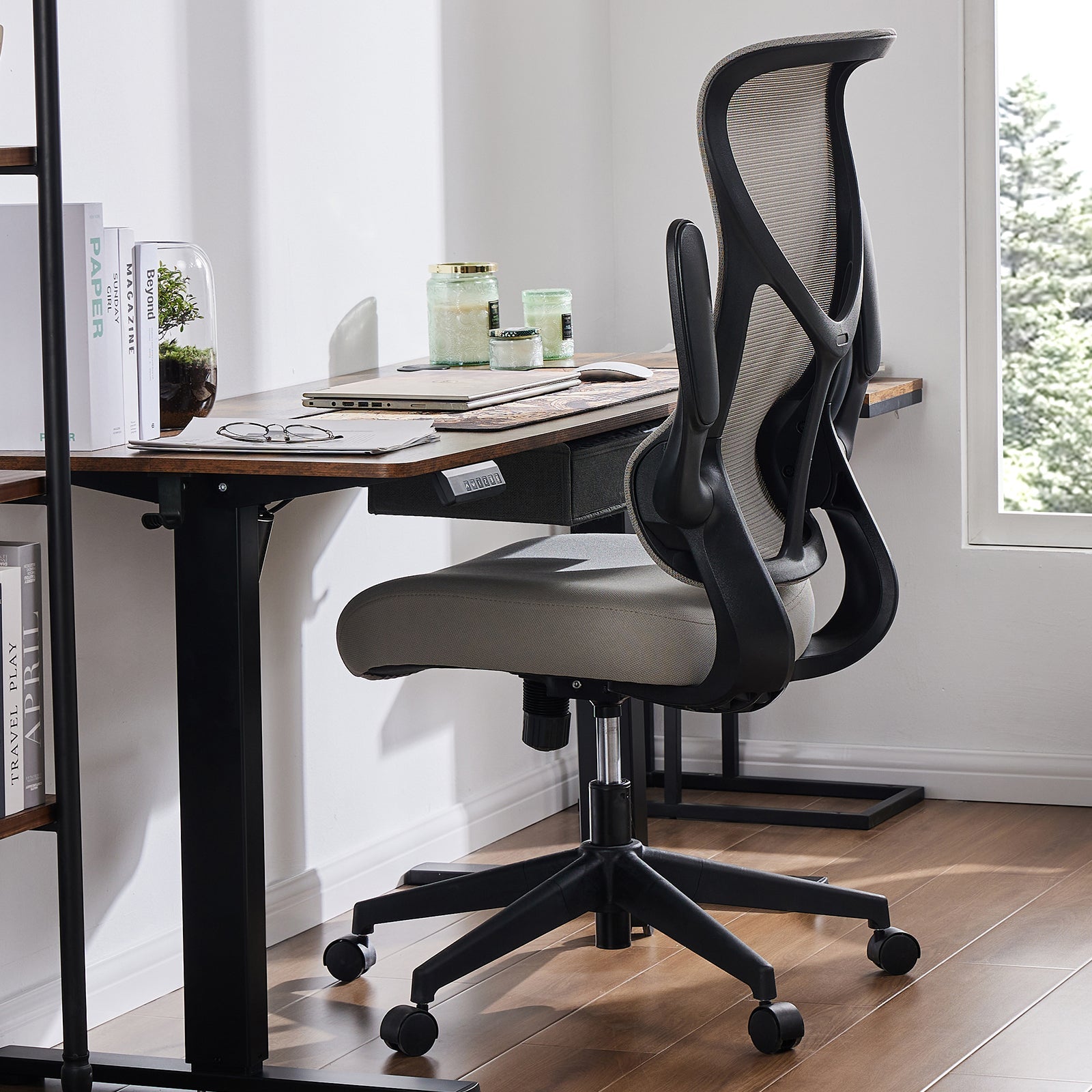 Ergonomic Mesh Office Chair with Lumbar Support & Flip - Up Arms - Hippopotamus Barn