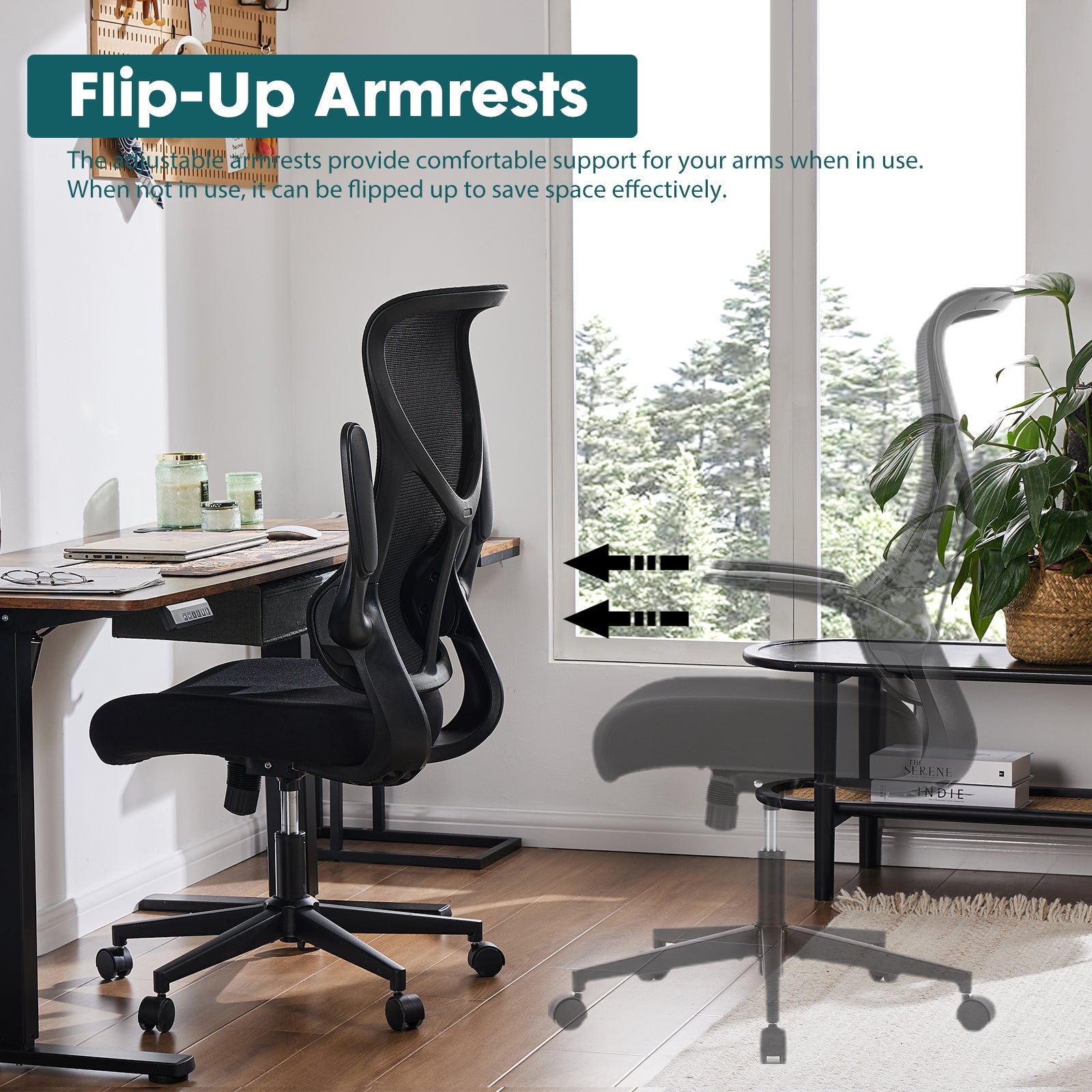 Ergonomic Mesh Office Chair with Lumbar Support & Flip - Up Arms - Hippopotamus Barn