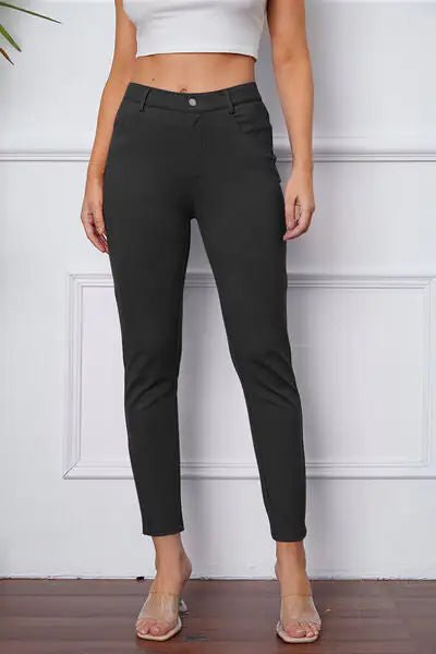Essential Stretchy Stitch Pants | High - Rise Slim Fit Trousers - Hippopotamus Barn