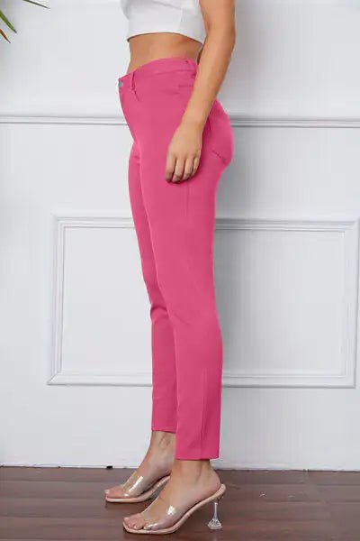 Essential Stretchy Stitch Pants | High - Rise Slim Fit Trousers - Hippopotamus Barn